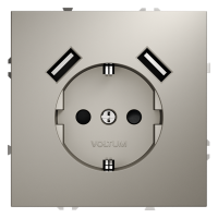 Розетка встраиваемая Voltum S70 с заземлением и защитными шторками, 16А, с USB, A+A, (кашемир)