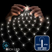 Светодиодная сетка Rich LED 2*3м, прозрачный провод, белая