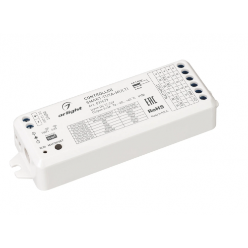 Контроллер SMART-TUYA-MULTI (12-24V, 5x3A, RGB-MIX, 2.4G) (Arlight, IP20 Пластик, 5 лет) 031679