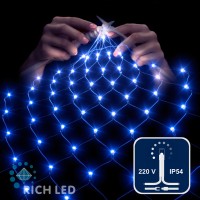 Светодиодная сетка Rich LED 2*3м, прозрачный провод, синий