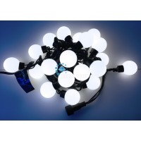 Светодиодная гирлянда большие шарики Rich LED 5 м, 20 шариков, 220 В, соединяемая, белая, черный про
