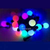 Светодиодная гирлянда Rich LED Шарики RGB БОЛЬШИЕ, 4 см, 5 м, соединяемая, черный провод, RL-T5-20C-