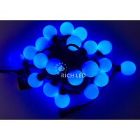 Светодиодная гирлянда большие шарики Rich LED 5 м, 20 шариков, 220 В, соединяемая, синяя, черный про