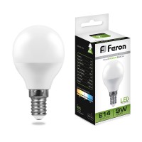 Лампа светодиодная Feron LB-550 E14 9W 4000K  Шарик 25802