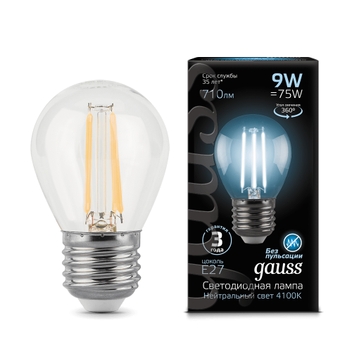 Лампа Gauss LED Шар Filament E27 9W 4100K