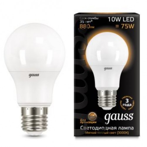 Светодиодная лампа GAUSS A60 10 Вт E27 2700K 102502110