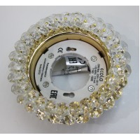 Светильник Ecola GX53 - стеклянный круг c прозрачными хрусталиками золото